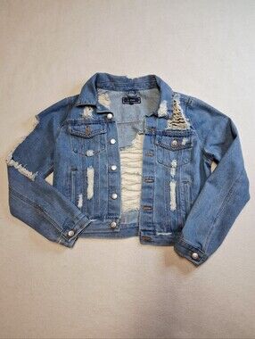Ci Sono Light Blue Distressed Denim Jean Jacket